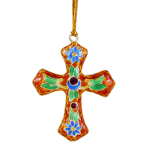 Kreuz Anhänger Weihnachtsschmuck Deko Cloisonne Emaille 5385